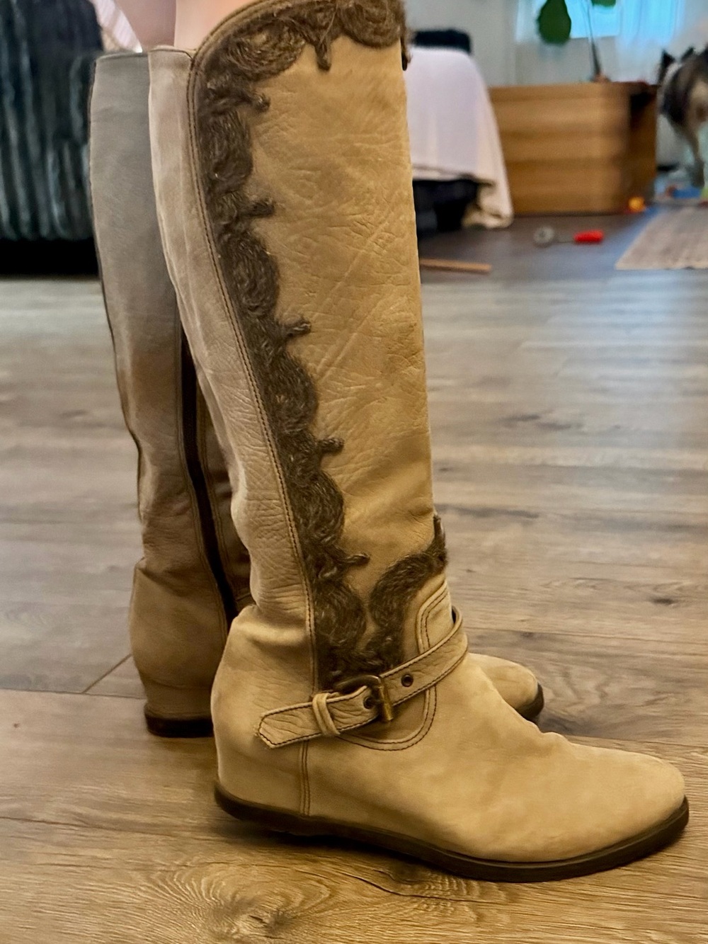 Napoleoni Italian leather tall wedge boots